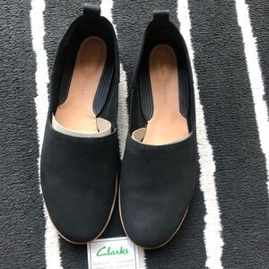 Clarks Black Nubuck Leather Tri Curve Size 10 Shoes